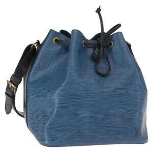 LOUIS VUITTON Epi Petit Noe Shoulder Bag Bicolor Black Blue M44152 Auth 161112